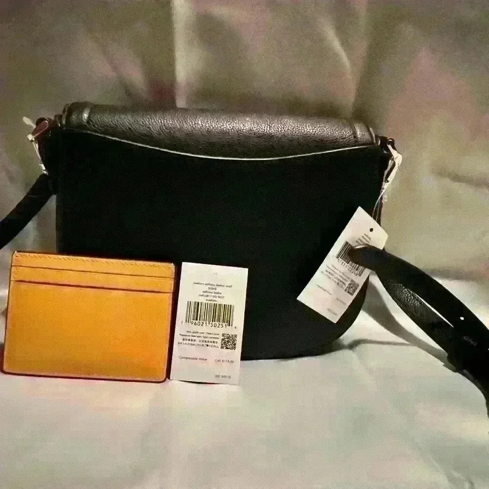 INCREDIBLE Kate Spade Saddle Bag BlK Pebbled Leather YLW Daffodil Leather Small - Picture 5 of 11
